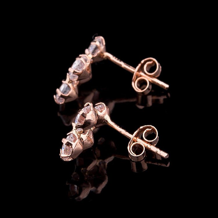 Золотые серьги-пусеты с фианитами с01008 от ювелирного магазина Оникс - 2