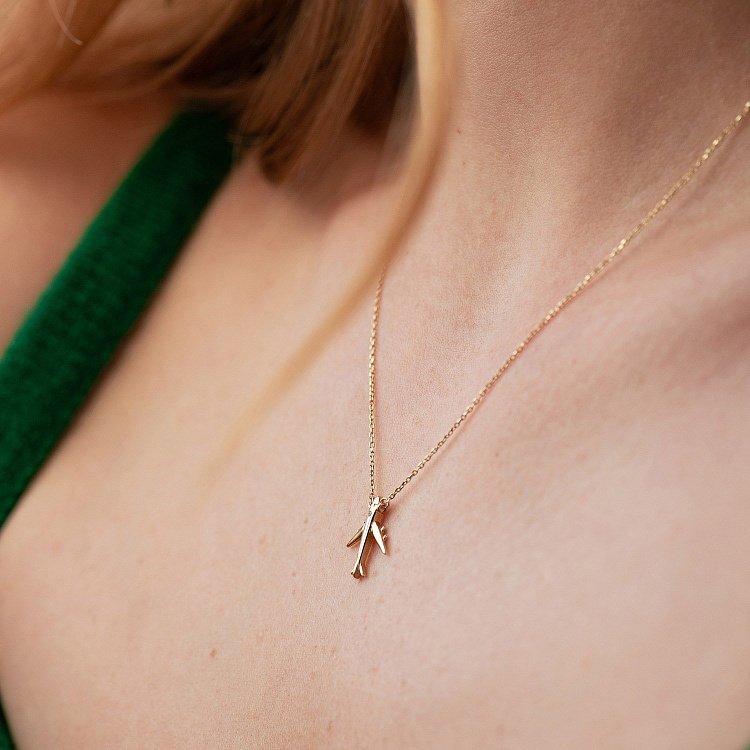 Золотое колье "Самолет" с фианитом кол02455 от ювелирного магазина Оникс - 3