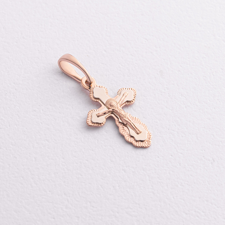 Золотий хрестик "Розп'яття. Спаси і Збережи" 210200 від ювелірного магазину Онікс