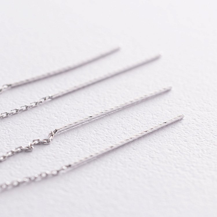 Сережки-протяжки в білому золоті с07109 від ювелірного магазину Онікс - 5