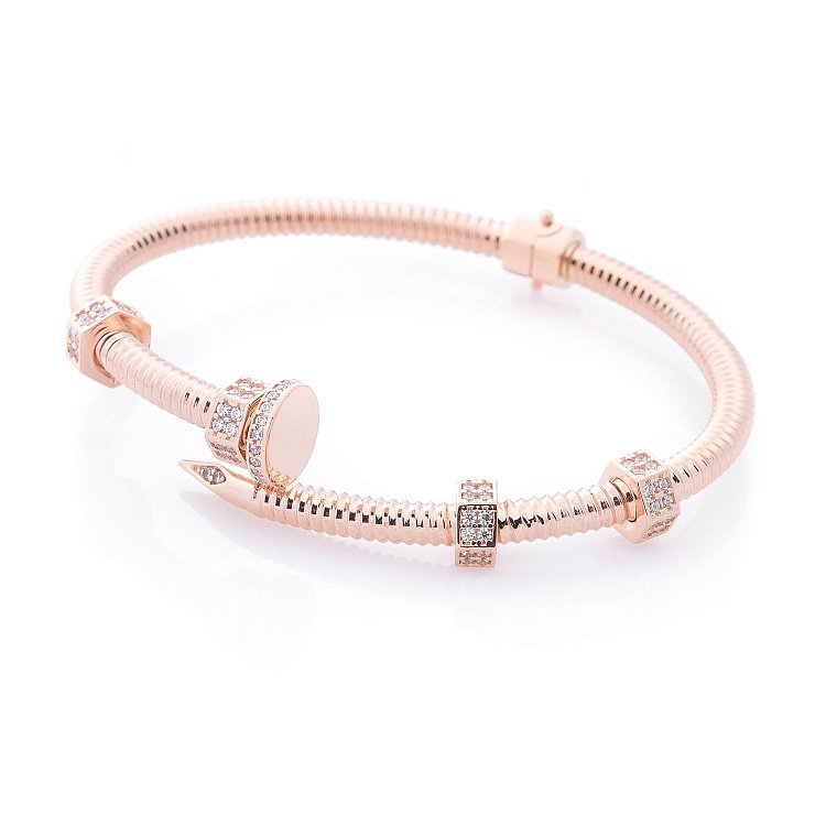 Золотий браслет "Цвях" (фіаніт) б04124 від ювелірного магазину Онікс