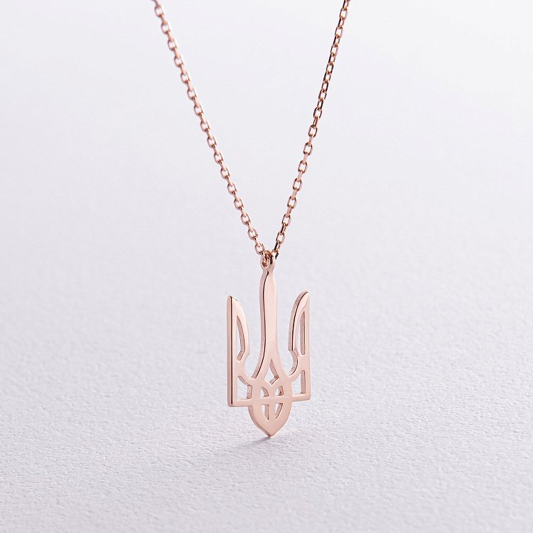 Колье "Герб Украины - Тризуб" в красном золоте (большой) кол02414 от ювелирного магазина Оникс - 3