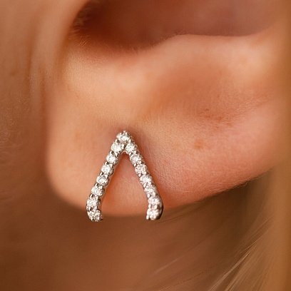 Золотые серьги - пусеты "Акцент" с бриллиантами сб0480м №4