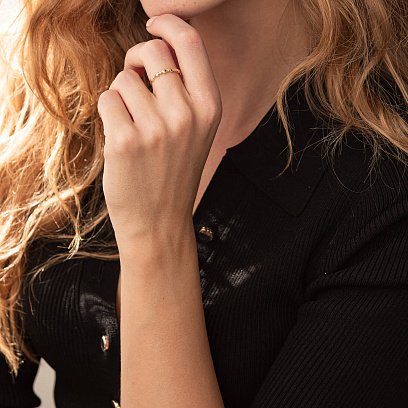 Каблучка "Сердечка" з фіанітами (жовте золото) к07113 №4