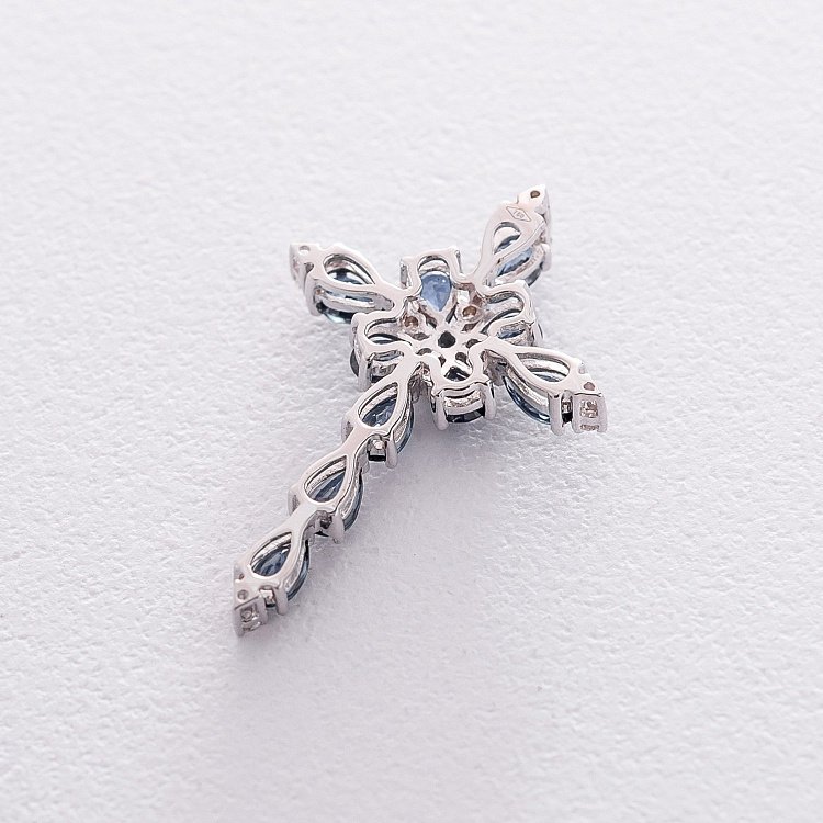 Золотий хрестик (діамант, сапфір) пб0199ca від ювелірного магазину Онікс - 2