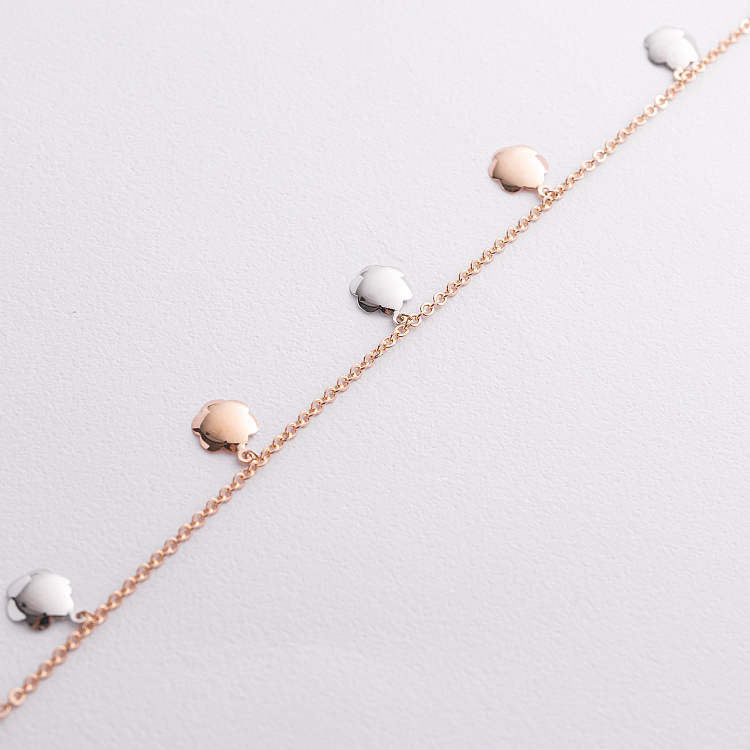 Золотой браслет "Цветочки" на ногу б05731 от ювелирного магазина Оникс - 2