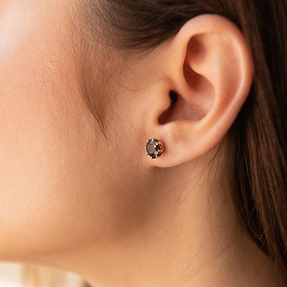 Золотые серьги-пусеты (топаз) с06606 №2