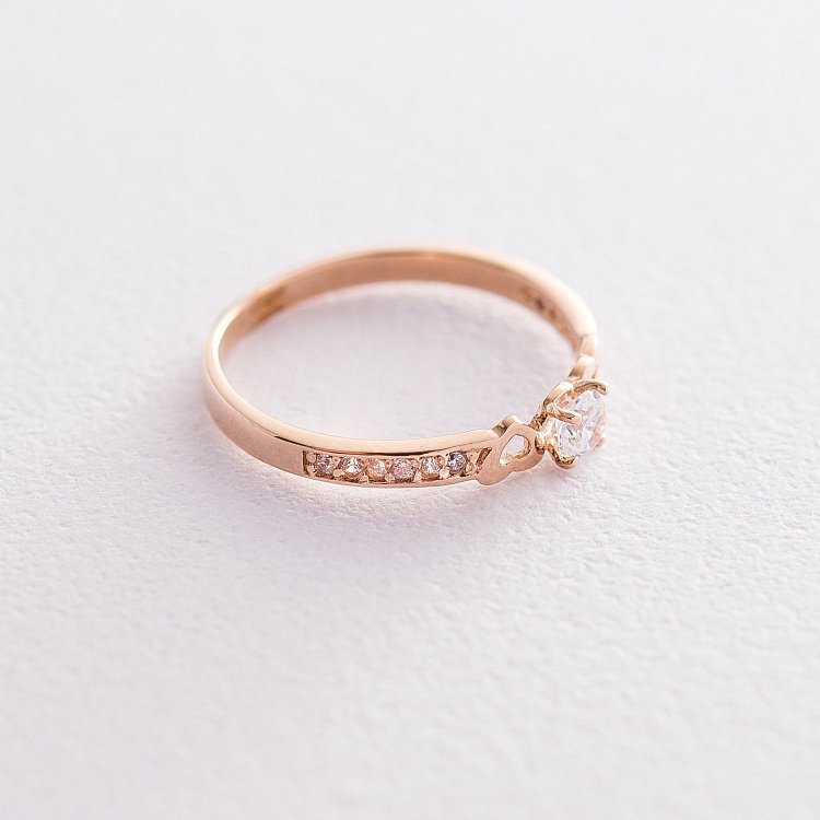 Золота заручальна каблучка "Сердечка" (фіаніти) к05800 від ювелірного магазину Онікс - 5