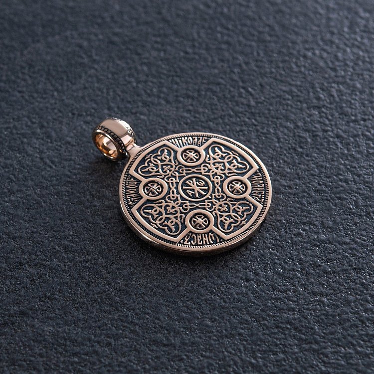 Золота підвіска "Св. Миколай Чудотворець" з чорнінням п02410 від ювелірного магазину Онікс - 2