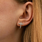 Серьги - кольца "Крестики" с фианитами (белое золото) с09092 от ювелирного магазина Оникс - 5