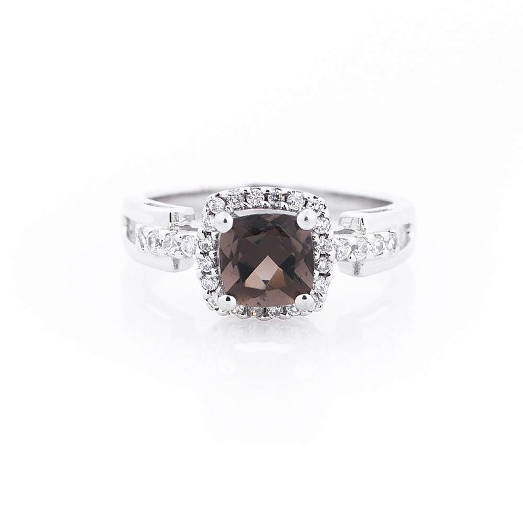 Заручальна каблучка (димчастий топаз, фіаніти) 111158 від ювелірного магазину Онікс - 2