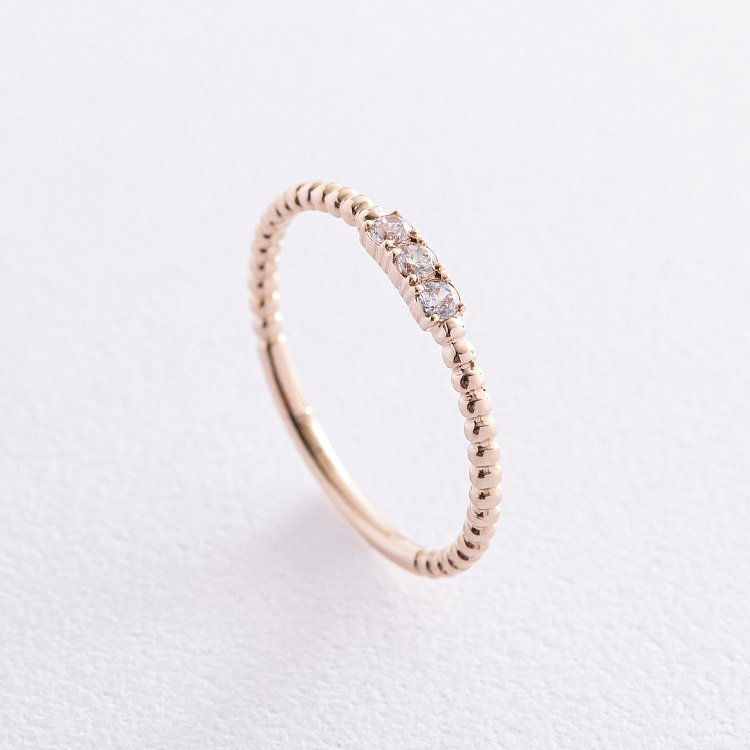 Кулькова каблучка "Мелоді" з фіанітами (жовте золото) к07405 від ювелірного магазину Онікс - 11