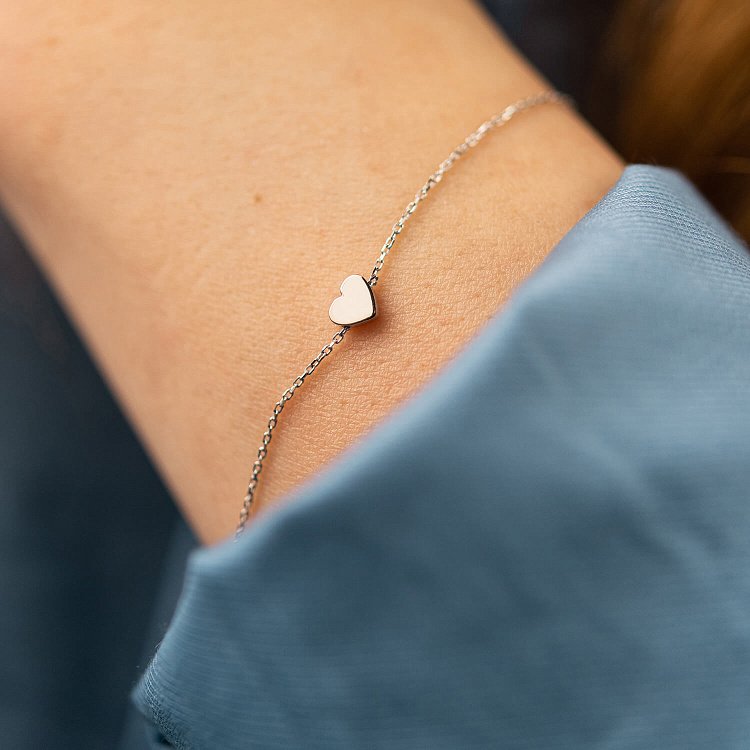 Браслет "Сердечко" в белом золоте б05186 от ювелирного магазина Оникс - 3