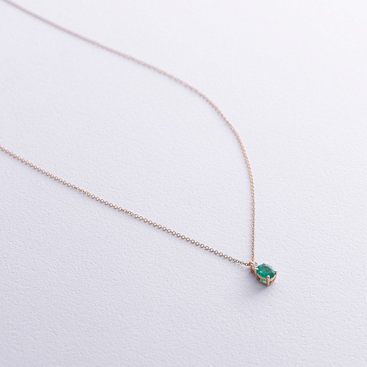 Золоте кольє (діамант, смарагд) колб0117sm від ювелірного магазину Онікс - 2