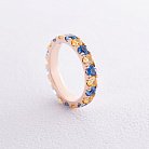 Кольцо с дорожкой голубых и желтых камней (красное золото) к07107 от ювелирного магазина Оникс