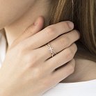 Золотое двойное кольцо с крестиком (бриллианты) кб0171са от ювелирного магазина Оникс - 3