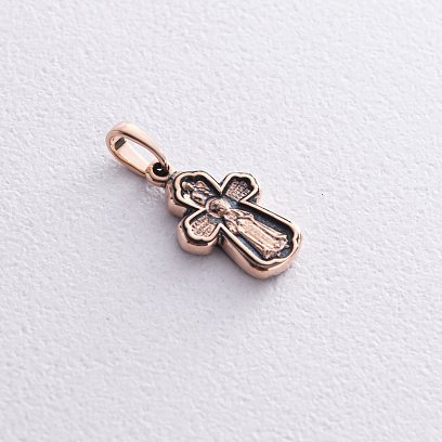 Золотой крестик "Распятие. Св. царевич Дмитрий Угличский. Ангел Хранитель" п02667 №2