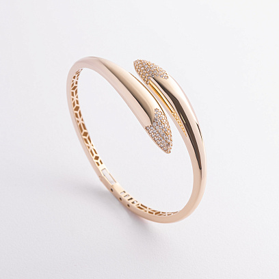 Жорсткий браслет "Rosemarie" у жовтому золоті (фіаніти) б05601