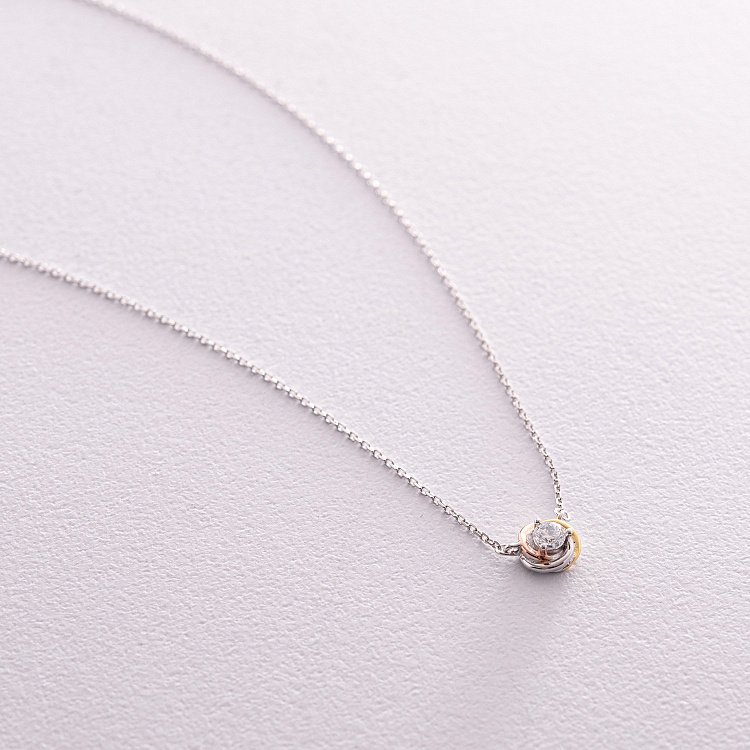 Серебряное колье с разноцветной позолотой (фианит) 181229 от ювелирного магазина Оникс - 1