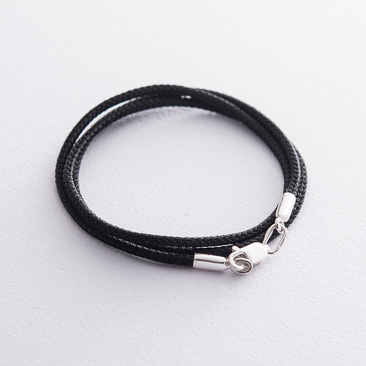 Шовковий шнурок зі срібною застібкою 18736 від ювелірного магазину Онікс