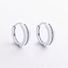 Серьги - кольца с фианитами (белое золото) с09707 от ювелирного магазина Оникс