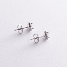 Срібні сережки - пусети "Сердечки" з фіанітами 123295б от ювелирного магазина Оникс - 4