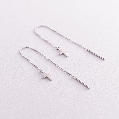 Золоті сережки - протяжки "Хрестики" с07706 №2