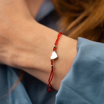 Браслет із червоною ниткою "Серце" (жовте золото) б05277 №6