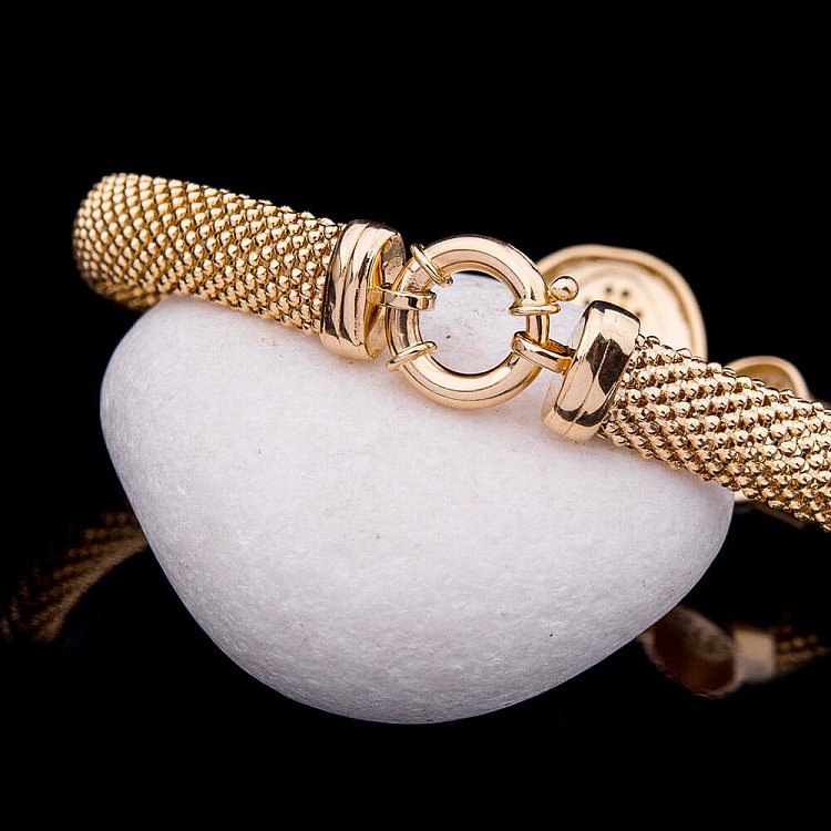 Ексклюзивний золотий браслет з фіанітами (плетіння "Попкорн") б02013 від ювелірного магазину Онікс - 2