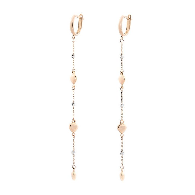 Золотые серьги "Сердечка" с05555 от ювелирного магазина Оникс - 1