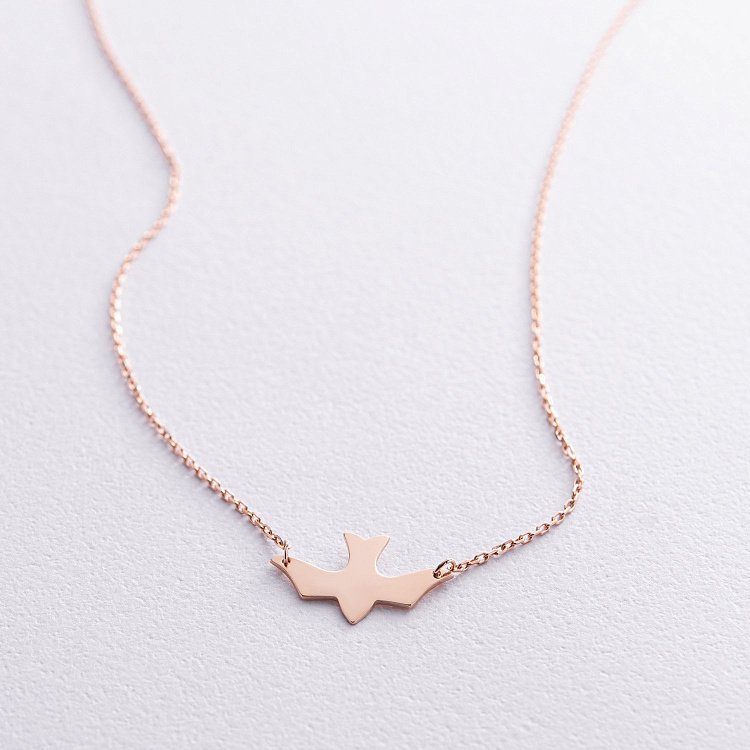 Кольє "Ластівка" у червоному золоті кол02363 від ювелірного магазину Онікс