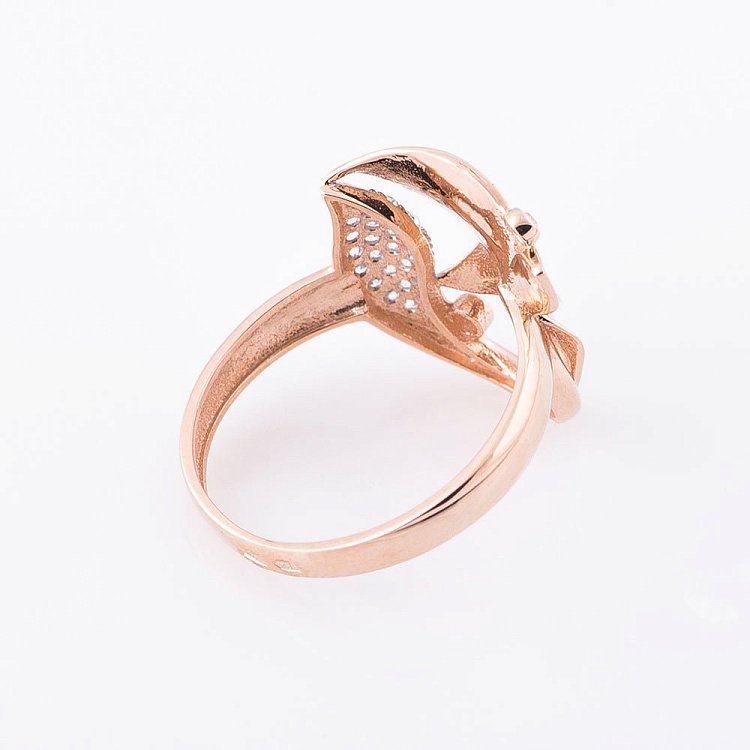 Золотое кольцо с фианитами к05193 от ювелирного магазина Оникс - 1