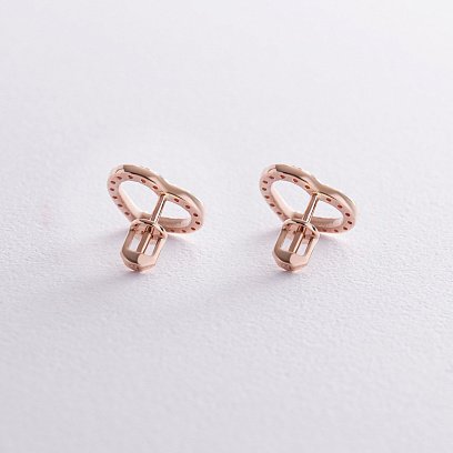 Золоті сережки - пусети "Сердечки" з фіанітами с08438 №6