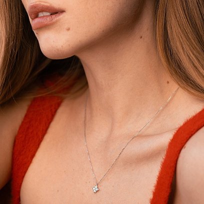 Золоте кольє "Конюшина" з діамантами колб0139sm №2