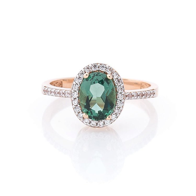 Золотое кольцо (празиолит, фианиты) к05079 - 3 Золотое кольцо (празиолит, фианиты) к05079 от ювелирного магазина Оникс - 3