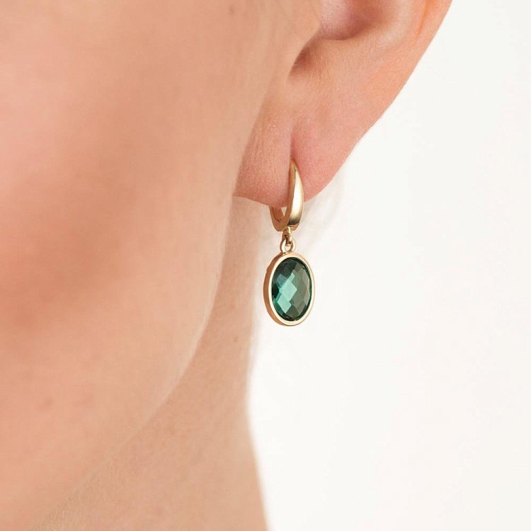 Золотые серьги с зеленым кварцем 14048690к от ювелирного магазина Оникс - 5