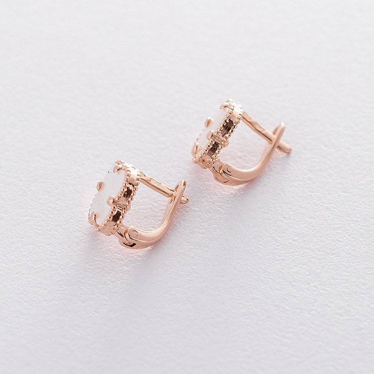 Золоті сережки "Конюшина" (перламутр) с06364 від ювелірного магазину Онікс - 2