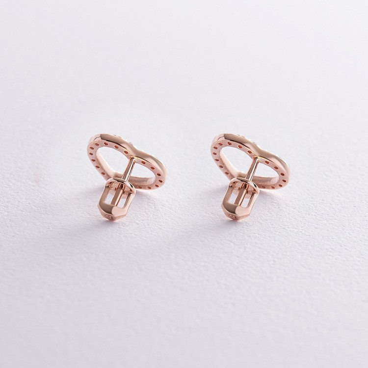 Золоті сережки - пусети "Сердечки" з фіанітами с08438 від ювелірного магазину Онікс - 5