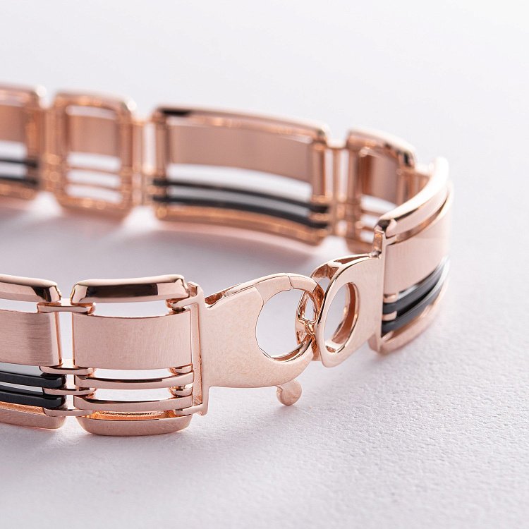 Мужской золотой браслет (гематит) б05269 от ювелирного магазина Оникс - 4