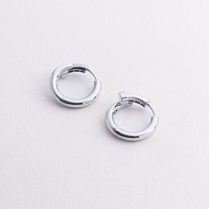 Сережки - кільця "Цвях" у білому золоті с09575 №3