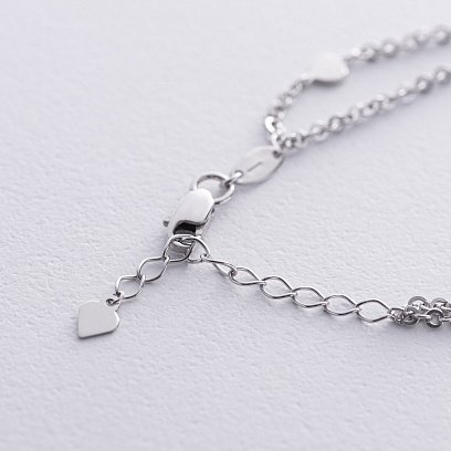 Подвійний браслет "Сердечки" у білому золоті б05365 №5