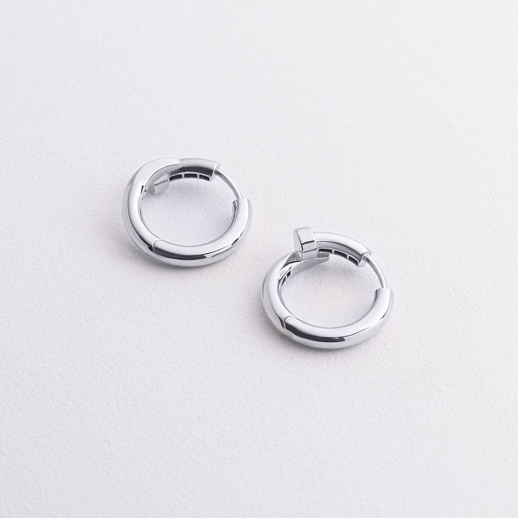 Сережки - кільця "Цвях" у білому золоті с09575 від ювелірного магазину Онікс - 2