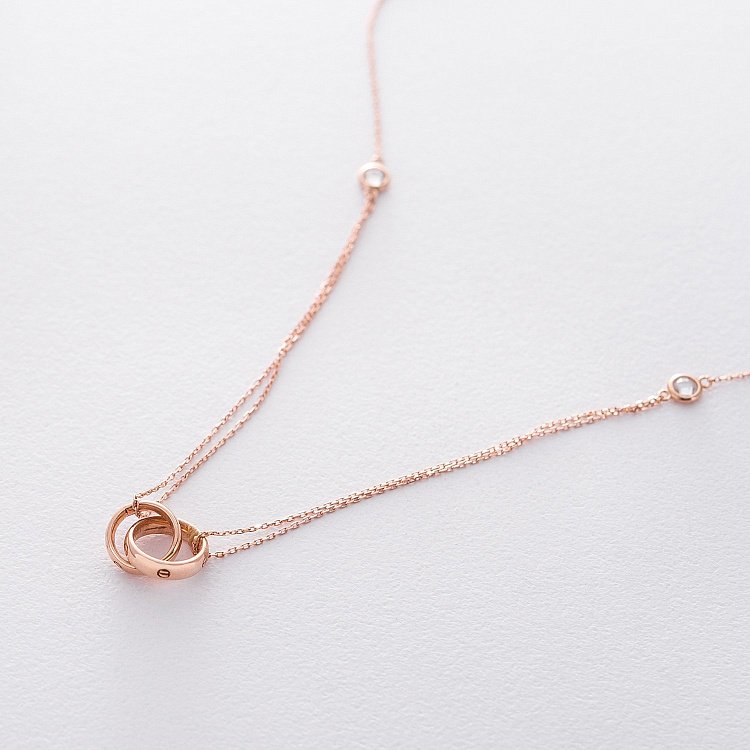 Золоте кольє "Кільця" з фіанітами кол01498 від ювелірного магазину Онікс