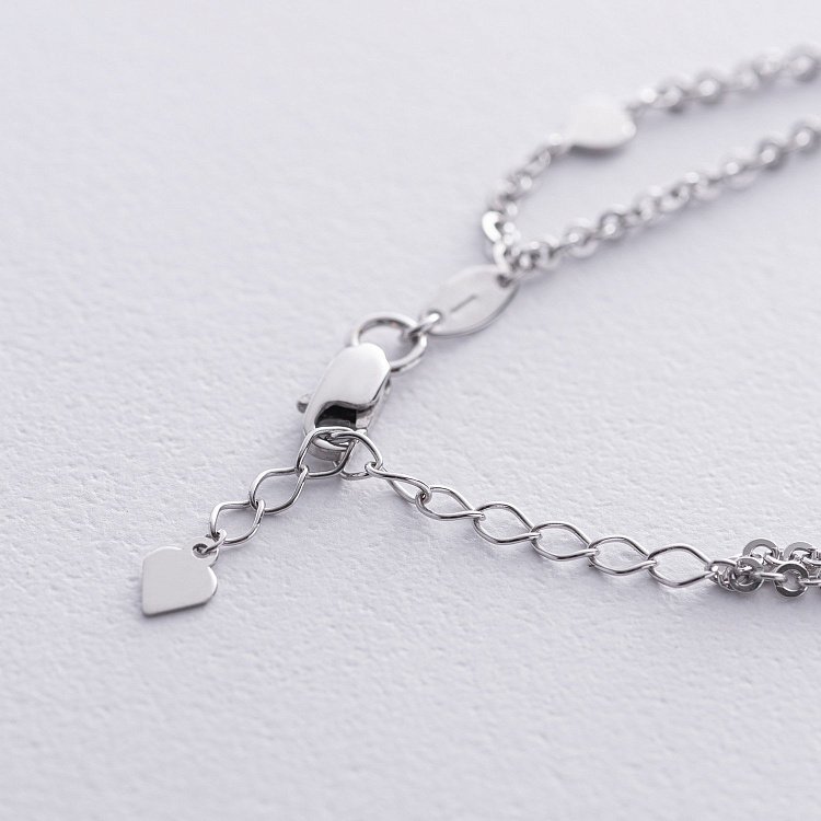 Подвійний браслет "Сердечки" у білому золоті б05365 від ювелірного магазину Онікс - 4