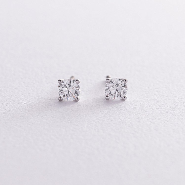 Золотые серьги - пусеты с бриллиантами 329591121 от ювелирного магазина Оникс - 2