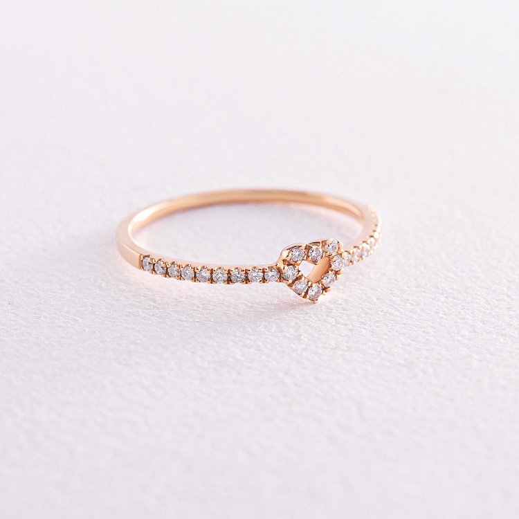 Золотое кольцо "Сердечко" с бриллиантами кб0458ca от ювелирного магазина Оникс - 2