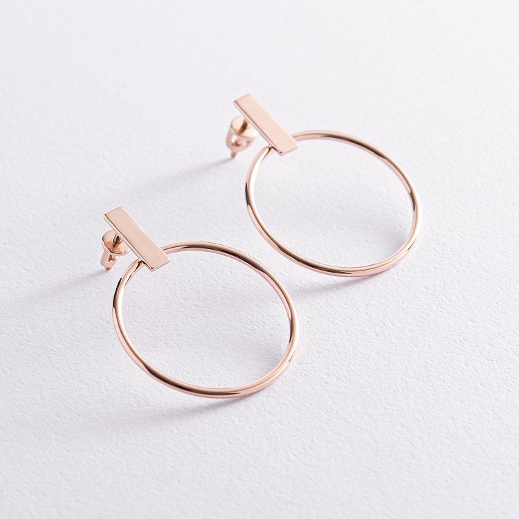 Сережки - пусети "Впевненість" у червоному золоті с07884 від ювелірного магазину Онікс - 4