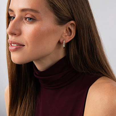 Серьги "Isabel" с фианитами (красное золото) с09525 №4