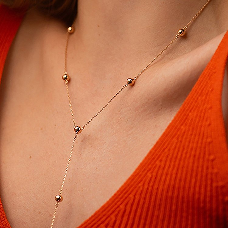 Колье 2 в 1 "Шарики" в красном золоте кол02334 от ювелирного магазина Оникс - 2