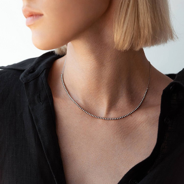 Срібне кольє "Кульки" 181214 від ювелірного магазину Онікс